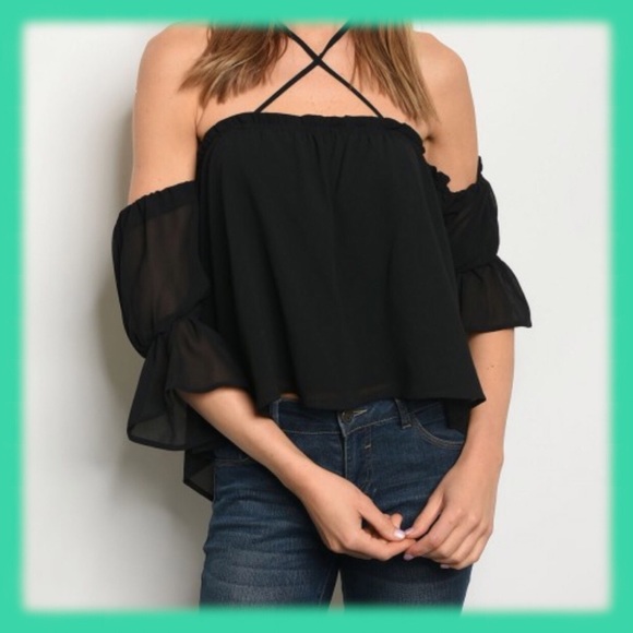 Tops - Halter neck tie chiffon blouse @LAST ONE